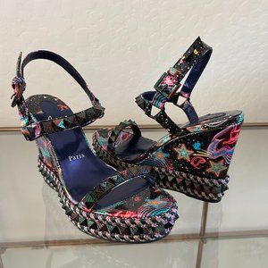 Christian Louboutin Pyraclou Patent Wedge Sandals 110 (NWOT)